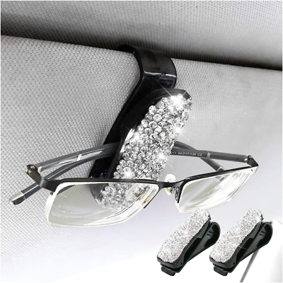#ad 2 PCS Glasses Holders for Car Sun Visor Fashion Bling Crystal Rhinestones Car E