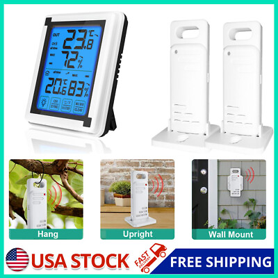 #ad Thermometer Indoor Outdoor Digital LCD Hygrometer Temperature Humidity Meter Big