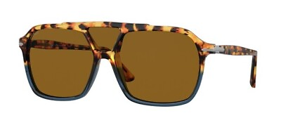 #ad PERSOL PO3223S 112033 Square Havana Yellow Blu Brown 59 mm Men#x27;s Sunglasses