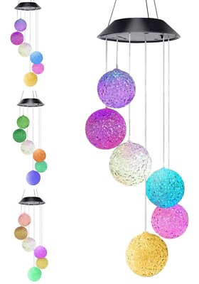 #ad Solar Wind Chimes Color Changing Crystal Ball LED Solar Mobile