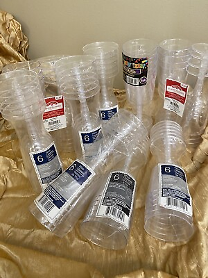 #ad 58 NEW Disposable Wine Glasses Clear Plastic Drink Cups Party Wedding Decor