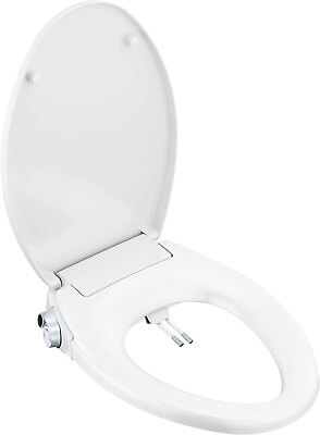 #ad 5Seconds™ Non Electric Bidet Toilet Seat Elongated Soft Close Round Warm White