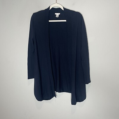 #ad J Jill Navy Blue Wool Blend Open Front Cardigan Size Small