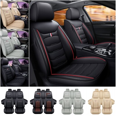 #ad For Nissan Car Seat Covers Leather 5 Seat Full Set Front Rear Protector Pads Mat