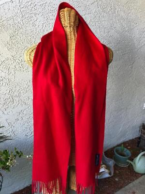 #ad Fisher Finery 100% Red Cashmere Scarf 36quot; x 12quot; Beautiful and soft