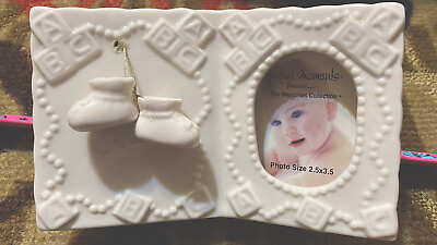 #ad Special Moments 3D BOY GIRL PHOTO PICTURE FRAME Baby NURSERY Ceramic Vtg
