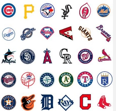 #ad 30 PCS MLB Baseball Team Logo Stickers Pick your team or Full set of 30