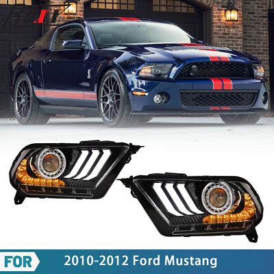 #ad For 2010 2012 Ford Mustang Black Projector LED DRL Sequential Singal Headlights