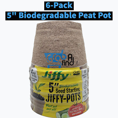 #ad Jiffy 5quot; Diameter Organic Seed Starting Biodegradable Peat Pots 6 Pack