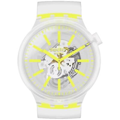 #ad Swatch Unisex Watch Big Bold Yellowinjelly Transparent Silicone Strap SO27E103