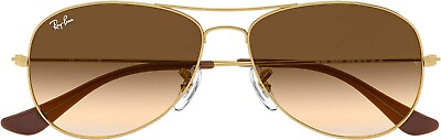 #ad NEW AUTHENTIC RAY BAN RB3362 001 51 56mm COCKPIT GOLD FRAME W BROWN GRAD LENSES