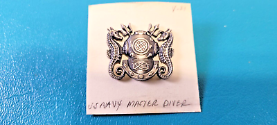 #ad Vintage US Navy Master Diver Officer Pin Insignia Medal V 21 N Vanguard USN