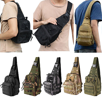 #ad Men Backpack Tactical Sling Bag Chest Shoulder Fanny Pack Cross Body Molle Pouch