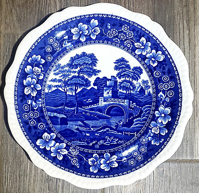 #ad Spode Tower Blue Gadroon Older Dinner Plate 10 5 8quot;