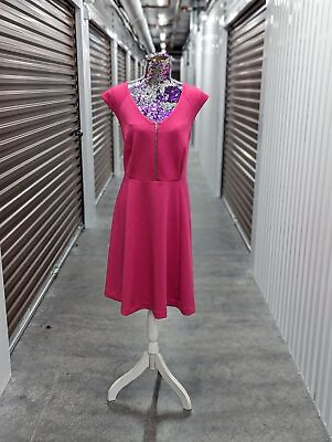#ad Boutique 1X Pink Scuba fit and flare dress with zipper