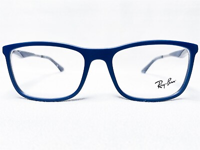#ad NEW Ray Ban RB7029 5260 Mens Matte Grey Blue Rectangle Eyeglasses Frames 55 17