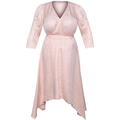 #ad Rachel Rachel Roy Womens Pink Jacquard Printed Midi Dress Plus 14W BHFO 1069