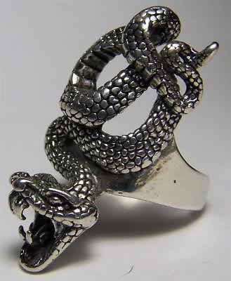 #ad Quality LARGE POSIONOUS SNAKE BIKER SILVER RING BR150 jewelry RINGS mens fangs