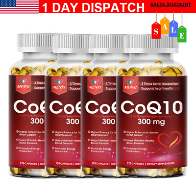 #ad COQ 10 Coenzyme Q 10 300mg Heart Health Support Increase Energy amp; Stamina 120PC