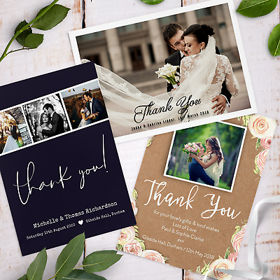 #ad Personalised Wedding Thank You cards inc Envelopes Photo W2