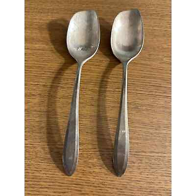 #ad ANTIQUE COLLECTIBLE SOUP SPOON 7.25quot; COMMUNITY SILVER PLATE 2 Spoons