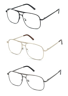 #ad EYE ZOOM 3 Pack Readers Metal Frame Square Aviator Style Geek Reading Glasses
