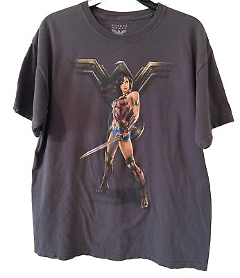 #ad Wonder Women Mens Graphic T Shirt Dark Gray DC Comics 100% Cotton Large