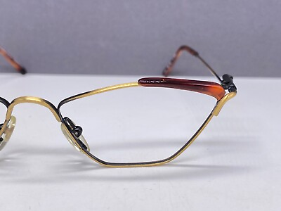 #ad Carsini Eyeglasses Frames woman Gold Braun Cat Eye Reading Retro Vintage