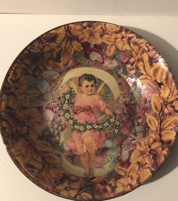 #ad 1992 DURWIN RICE New York artist Signed Decoupage 11” Holiday Bowl