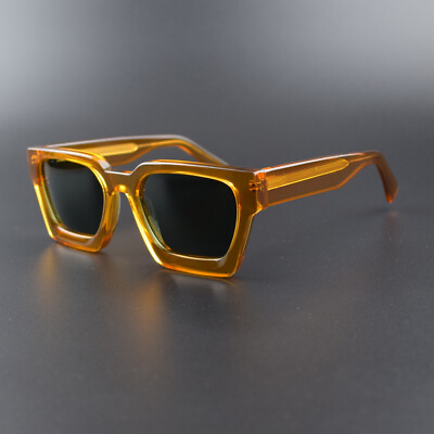 #ad Retro Fashion Sunglasses Acetate Thick Square Mens Women Vintage Optical Rx able