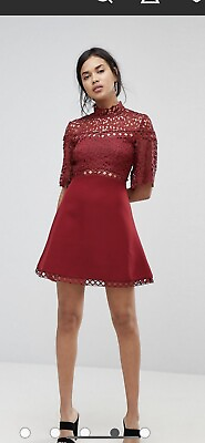 #ad NWT Keepsake The Label size XS red mini dress lace zip close lined