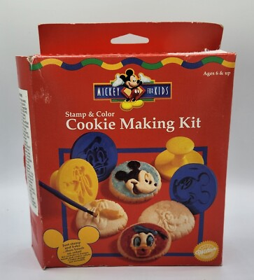 #ad Vintage 1997 Wilton Mickey Mouse For Kids Stamp amp; Color Cookie Making Kit