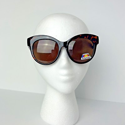 #ad Sunglasses Women#x27;s Leopard Brown Oversized Cat Eye Polarized Shades NEW $18.00