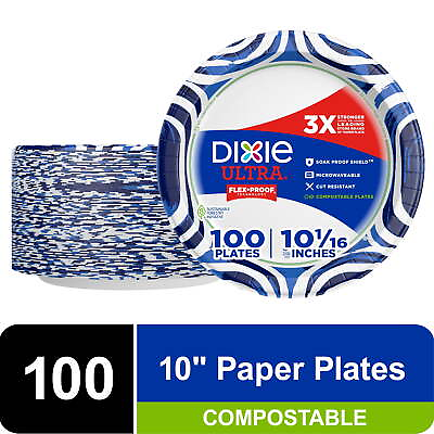 #ad Dixie Ultra Compostable Paper Plates 10 in 100 Count Disposable Plates