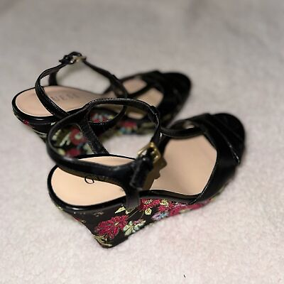 #ad Guess floral and black wedges Easter summer heels