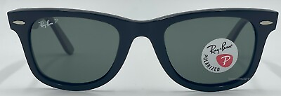 #ad Ray Ban Wayfarer Black Polarized Sunglasses RB2140 901 58 50mm New Authentic
