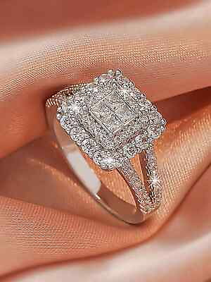 #ad Cubic Zirconia Geometric Decor Ring Free And Fast Shipping