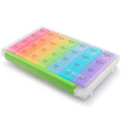 #ad Weekly Pill Organizer 7 Day 4 Times a Day Sukuos 8 Piece Set Rainbow