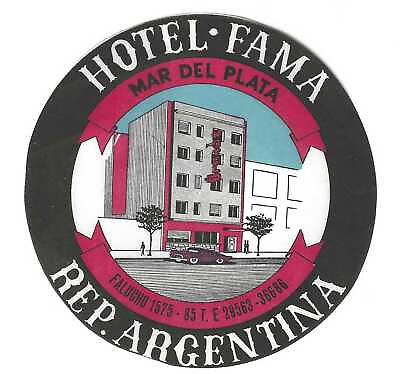 #ad Hotel Fama Mar Del Plata Argentina Hotel Label Unused Size: 110 mm