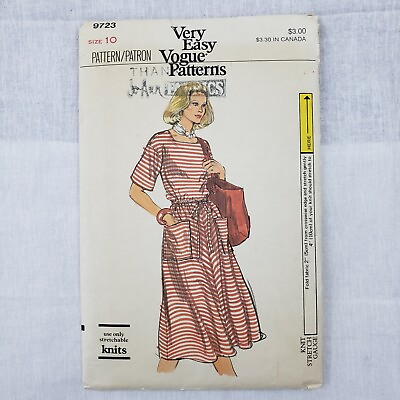 #ad Vintage Vogue Very Easy Misses#x27; Dress #9723 Uncut Stretchable Knits Only Sz 10