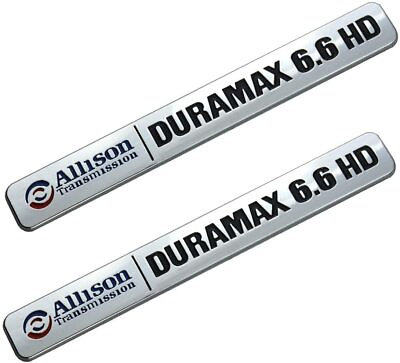 #ad Allison Transmission Duramax 6.6 HD Hood Emblem for GM 2500HD Chrome 2 Pack