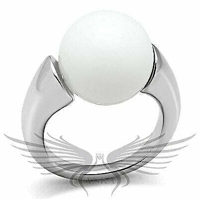 #ad Classy White Synthetic Glass Bead Fashion Ring 5 6 7 8 9 3W106