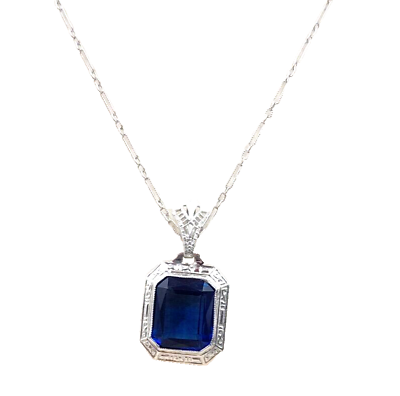 #ad Stunning Deep Blue Fluorite 14K Pendant on 14K White Gold 16quot; Chain Necklace
