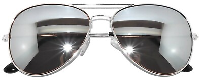 #ad SILVER MIRROR LENS AVIATOR STYLE SILVER METAL FRAME SUNGLASSES UV400 PROTECTION $8.98