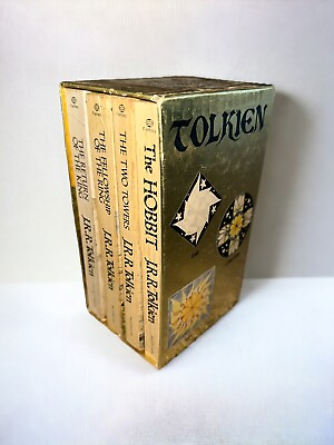 #ad THE LORD OF THE RINGS Gold Foil Box Set 4 Titles JRR Tolkien Ballantine 1973 PB