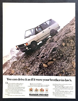 #ad 1988 Land Rover Range Rover SUV photo quot;Downhill on a Rock Mountainquot; print ad