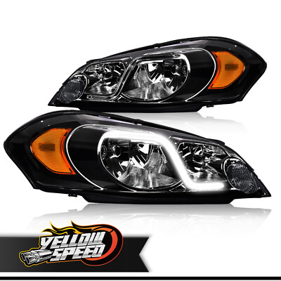 #ad Fit For 2006 2016 Chevy Impala Limited Headlight W LED DRL Smoked Housing