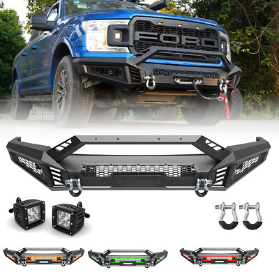 #ad 3 IN 1 Front Bumper Assembly w 2*4quot; LED Pod Lights For 2018 2019 2020 Ford F 150