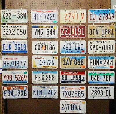 #ad Large lot colorful of 25 old license plates bulk many states low shipping