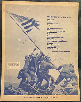#ad Rene Gagnon amp; John Bradley quot;WWII Iwo Jima Flag Raisingquot; Signed Photo Beckett BAS